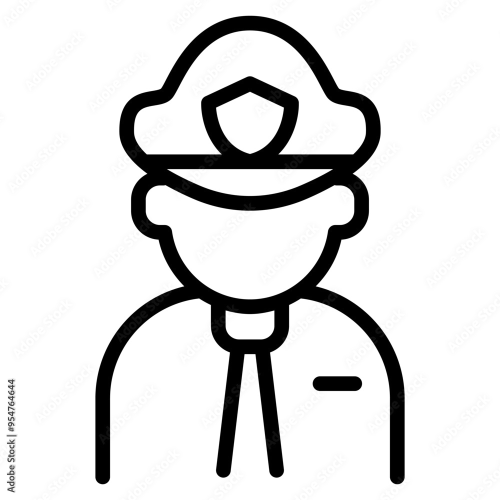 Policeman icon in thin line style vector illustration graphic design Policeman icon in thin line style vector illustration graphic design