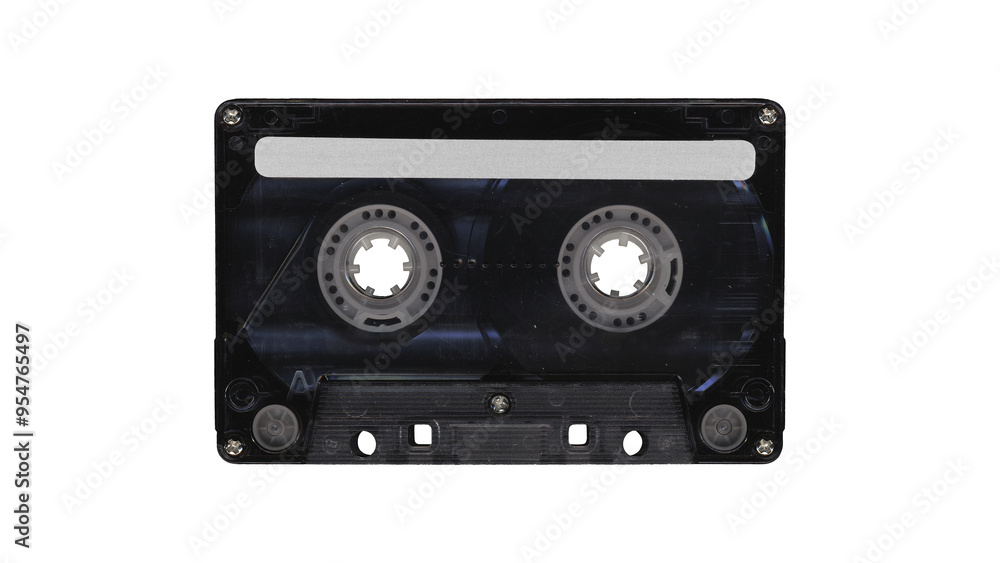 black Isolated music cassette tape with clear place for cover, front side, y2k retro style black Isolated music cassette tape with clear place for cover, front side, y2k retro style
