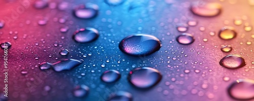 Water Droplets on a Blue and Purple Gradient Abstract Background Illustration