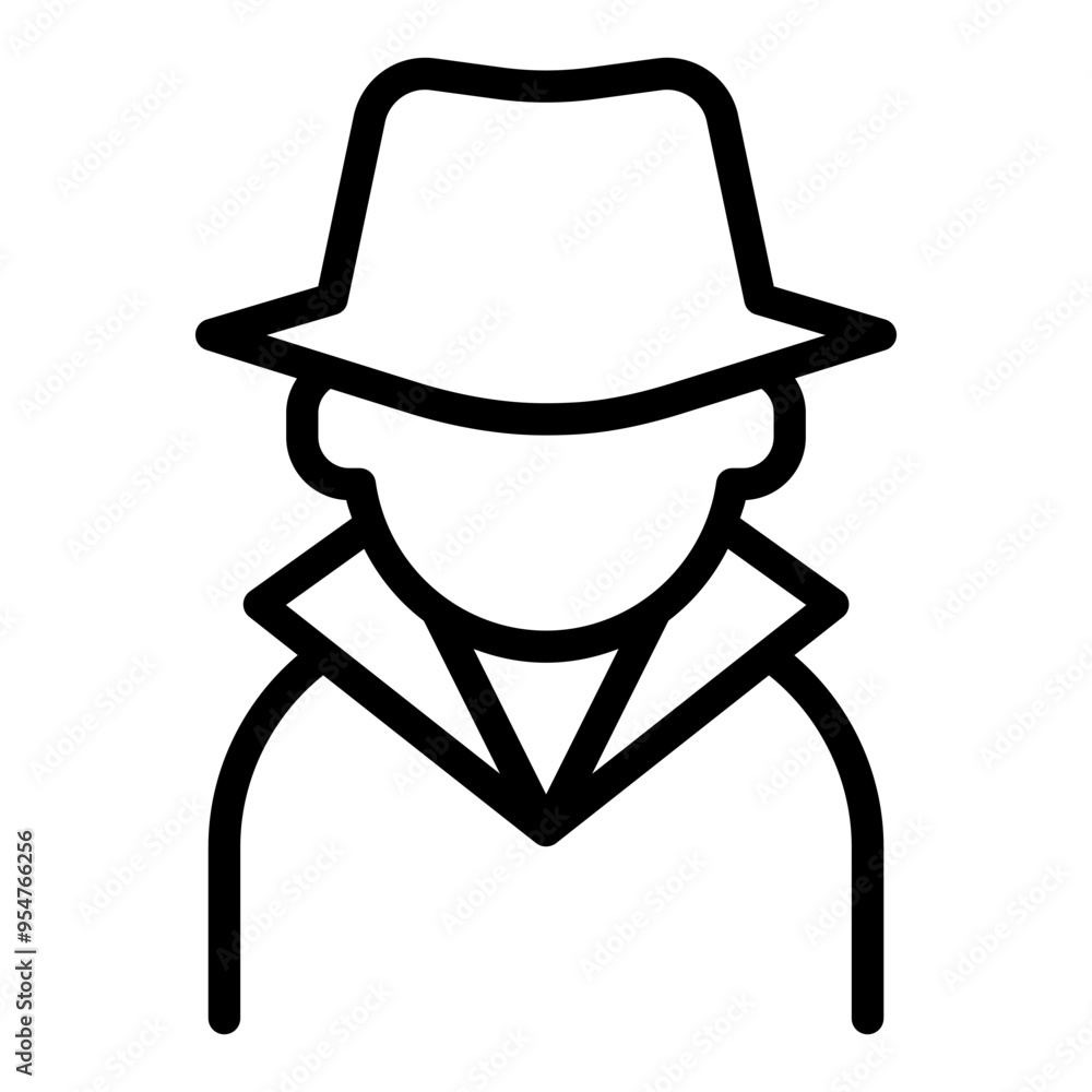 Detective, spy icon in thin line style vector illustration graphic design Detective, spy icon in thin line style vector illustration graphic design