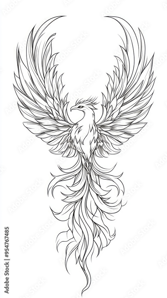 Obraz premium Elegant Monochrome Phoenix Tattoo Design