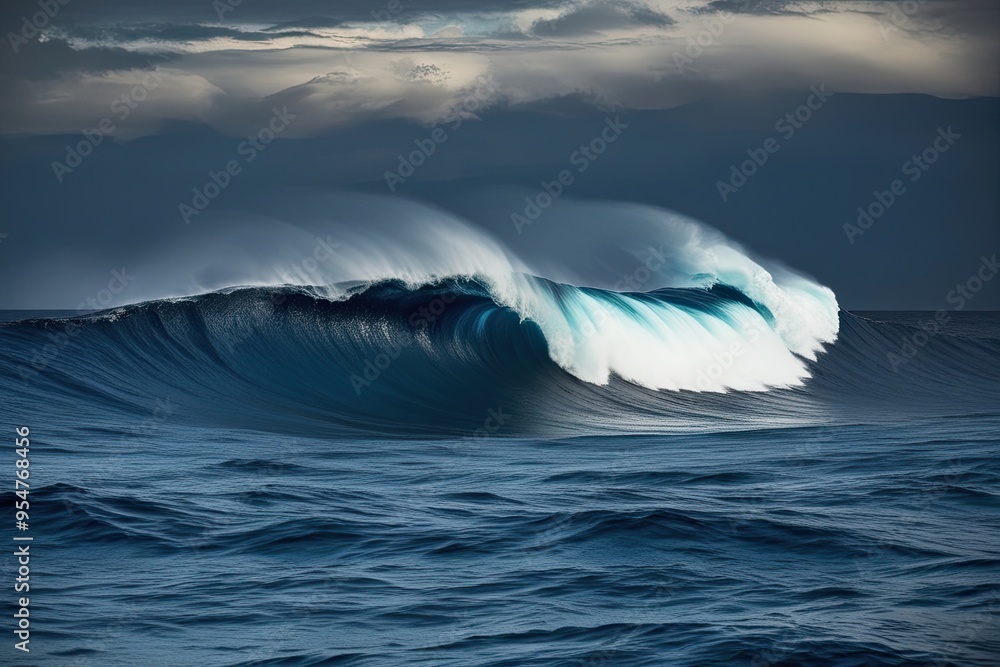Powerful Ocean Waves in Dark Blue Waters Showcasing Wave Strength