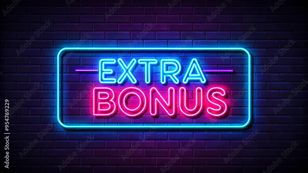 Neon Sign Brick Wall Extra Bonus Glowing Light Neon Sign Brick Wall Extra Bonus Glowing Light
