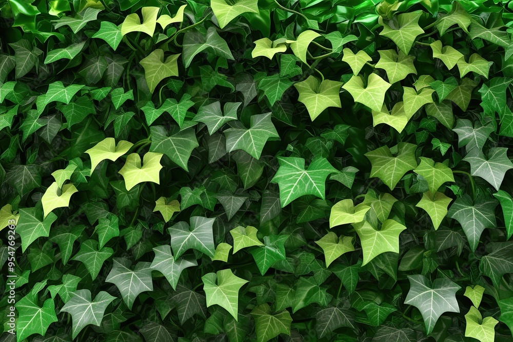 Vibrant 3D Detailed Illustration of Fresh Hedera Helix Ivy Surrounded by Lush Greenery Vibrant 3D Detailed Illustration of Fresh Hedera Helix Ivy Surrounded by Lush Greenery