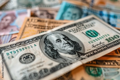 Close-Up of Stacked Coins and US Dollar Bills for Financial Business and Wealth Concepts