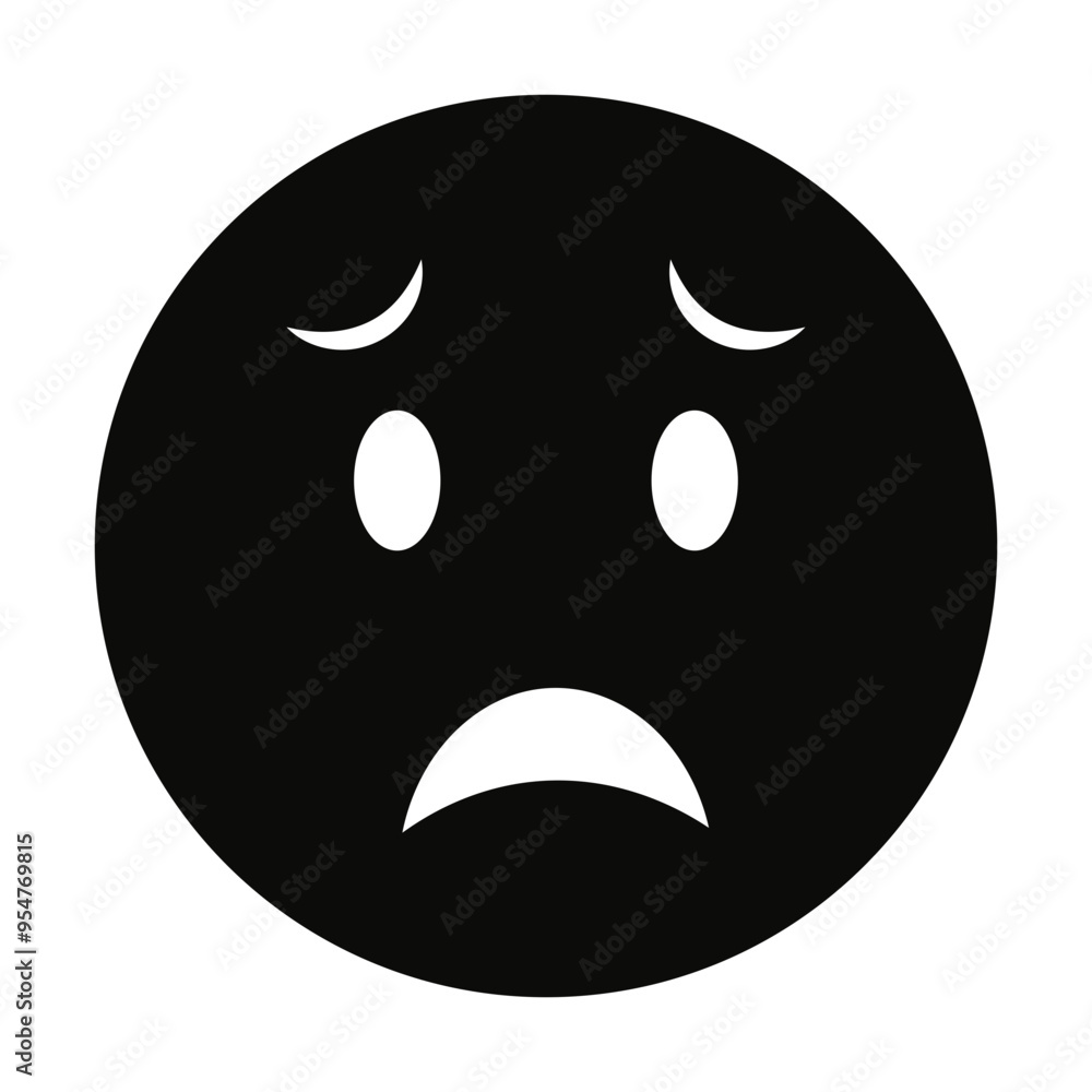 Obraz premium Emoticon Silhouette Isolated on White Background. Vector Illustration