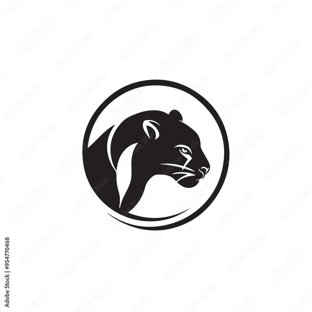 Obraz premium Strong and Simple Puma Head Logo in Artistic Circular Design for Bold Wildlife Branding