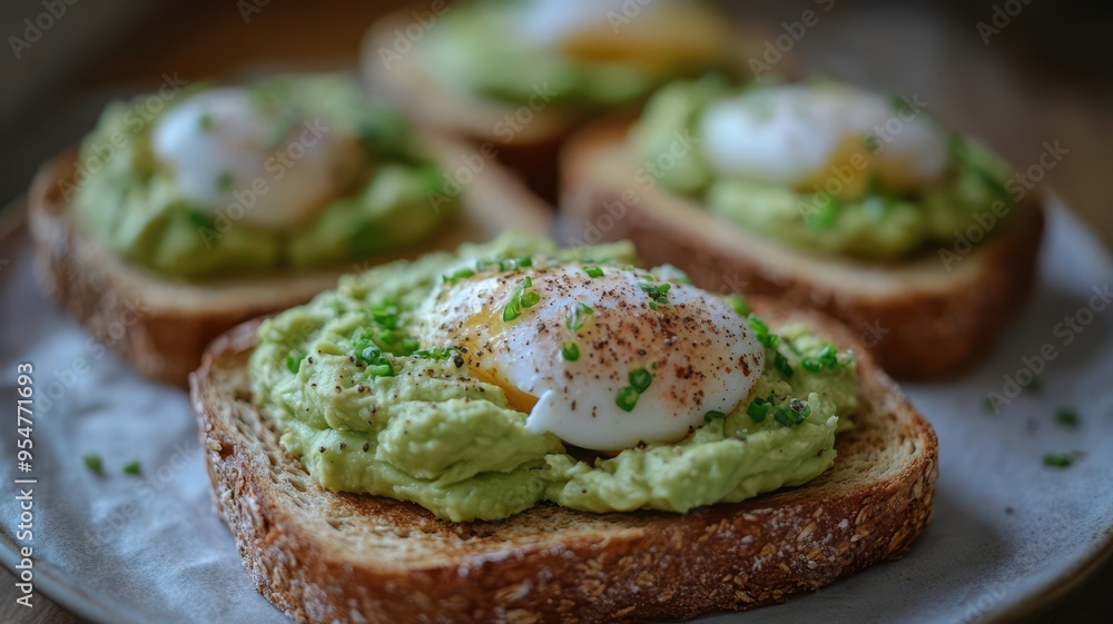 Whole grain toast topped with mashed avocado and a poached egg, brain-boosting breakfast, nutrient-packed and delicious Whole grain toast topped with mashed avocado and a poached egg, brain-boosting breakfast, nutrient-packed and delicious
