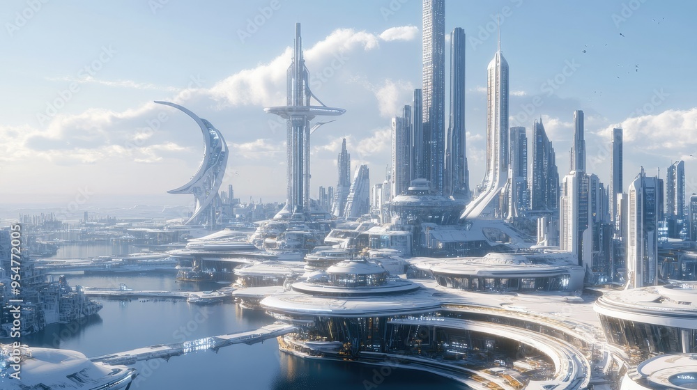 futuristic city with skyscrapers backgrounds futuristic city with skyscrapers backgrounds