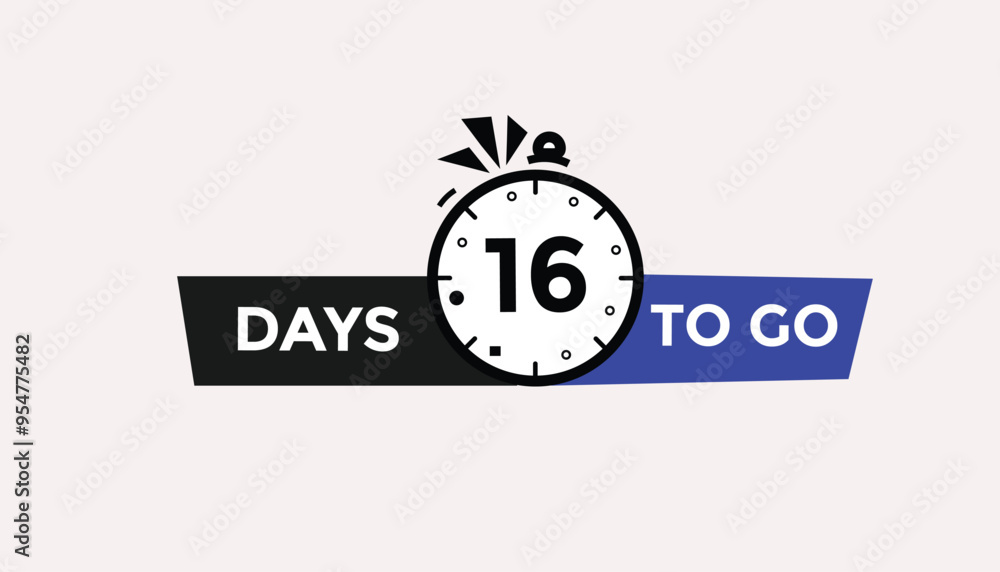 16 days to go Countdown number banner templates. time icon. Vector Illustration
16 days to go Countdown number banner templates. time icon. Vector Illustration