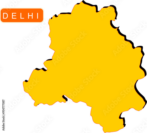 Map of Indian State Delhi, capital city of India