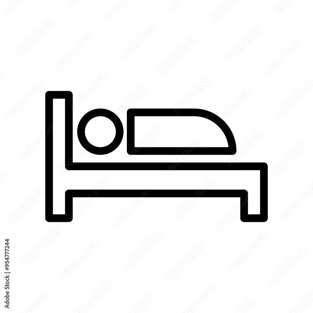 Bed icon in thin line style vector illustration graphic design Bed icon in thin line style vector illustration graphic design