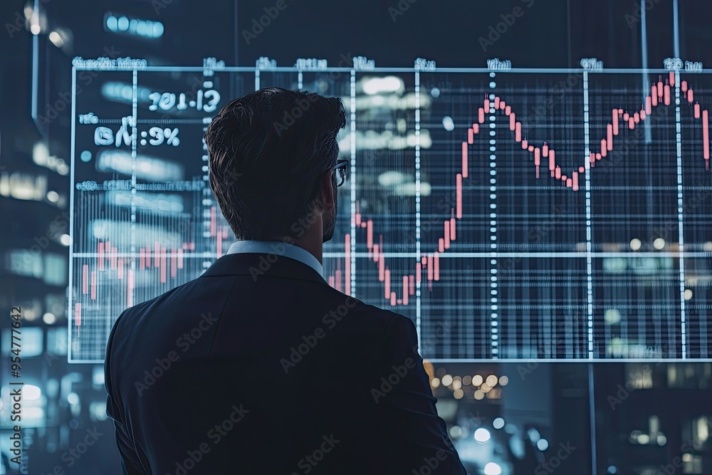 Businessman analyzing investment charts with laptop. Accounting and finance concept Businessman analyzing investment charts with laptop. Accounting and finance concept