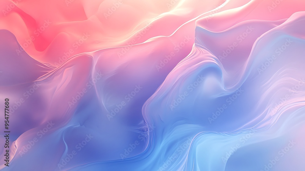 Obraz premium Serene Pastel Gradient Abstract Background with Tranquil Pink and Blue Tones
