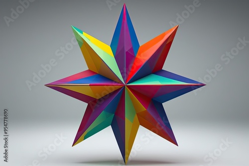 Vibrant 3D Geometric Star Visualizations with Colorful Shapes