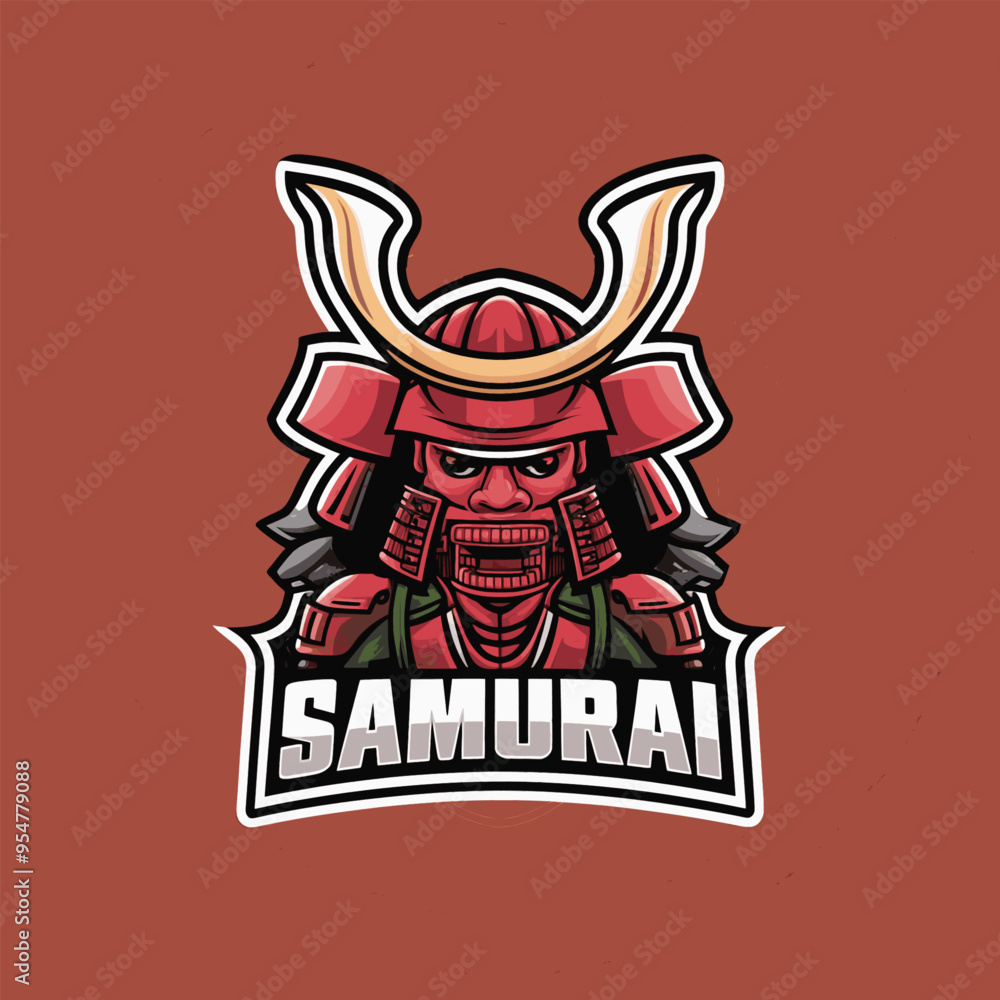 Obraz premium samurai design character logo with text