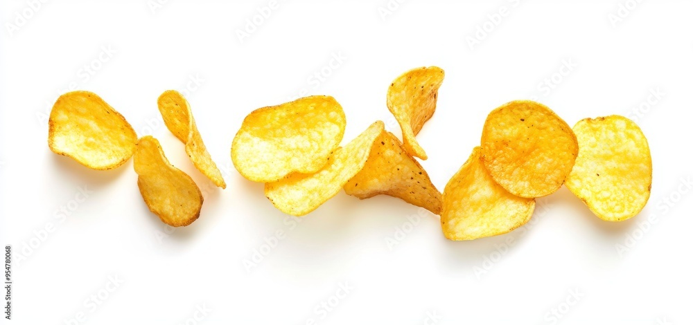 Isolated set of crispy potato chips. Isolated set of crispy potato chips.
