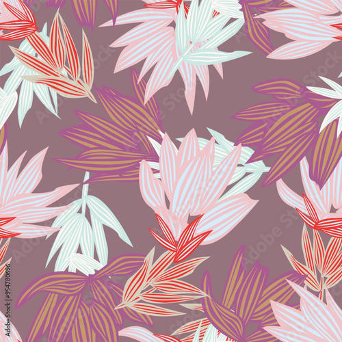 Neutral Colour Botanical Floral Seamless Pattern Design