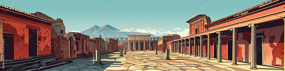 Obraz premium Ancient Pompeii: A Geometric Exploration