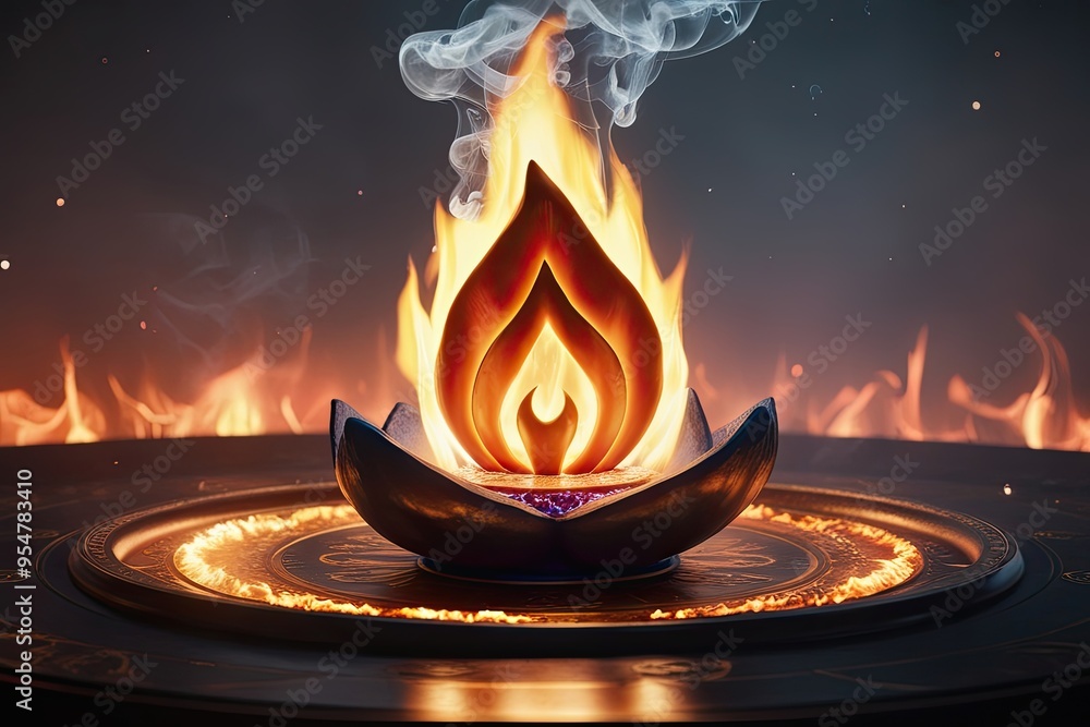 Enchanting 3D Oracle Fire Element with Magical Smoke and Spiritual Radiance Enchanting 3D Oracle Fire Element with Magical Smoke and Spiritual Radiance