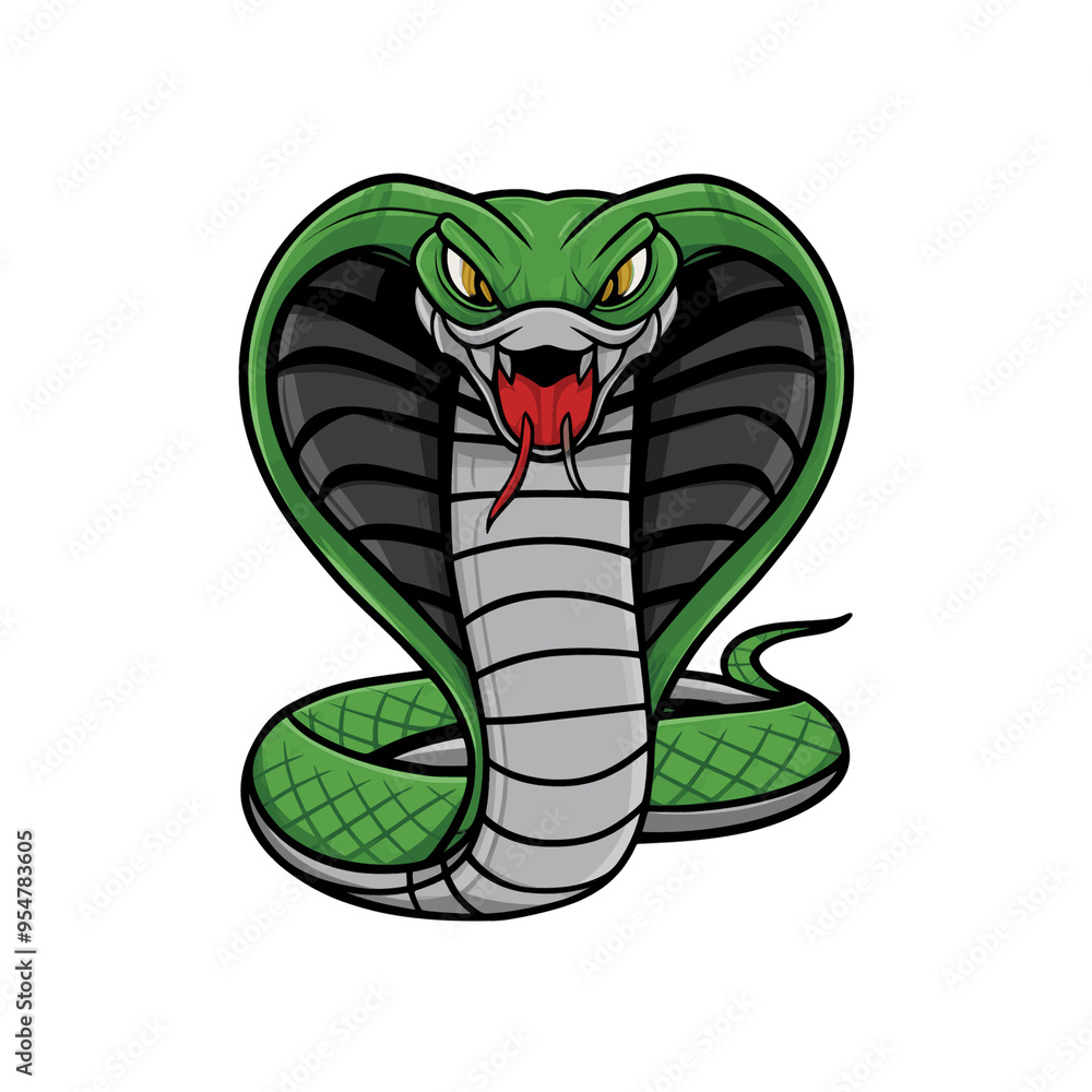 Fototapeta premium snake cobra logo illustration on white background