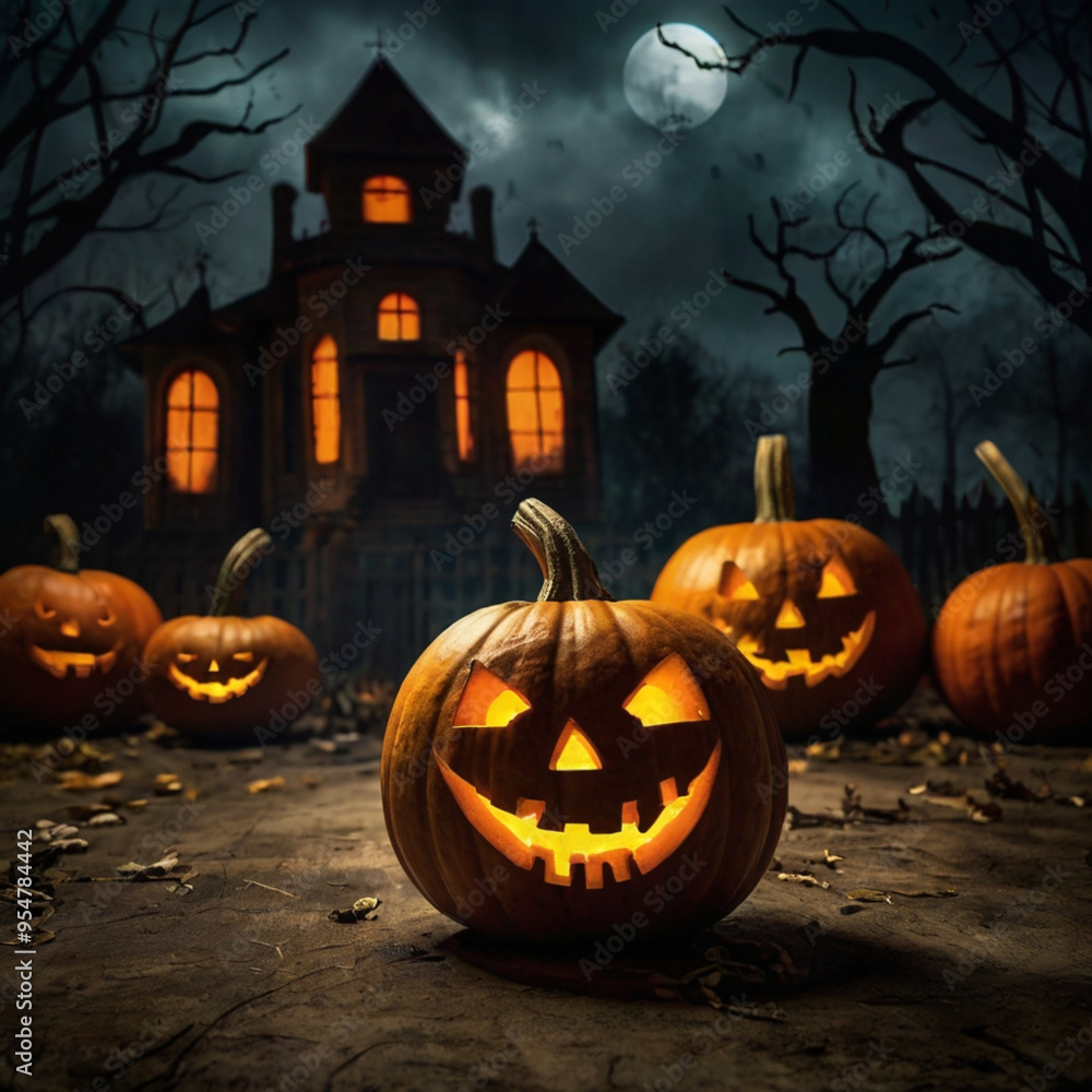 Haunted Castle with Lightning and Dark Clouds Haunted Castle with Lightning and Dark Clouds