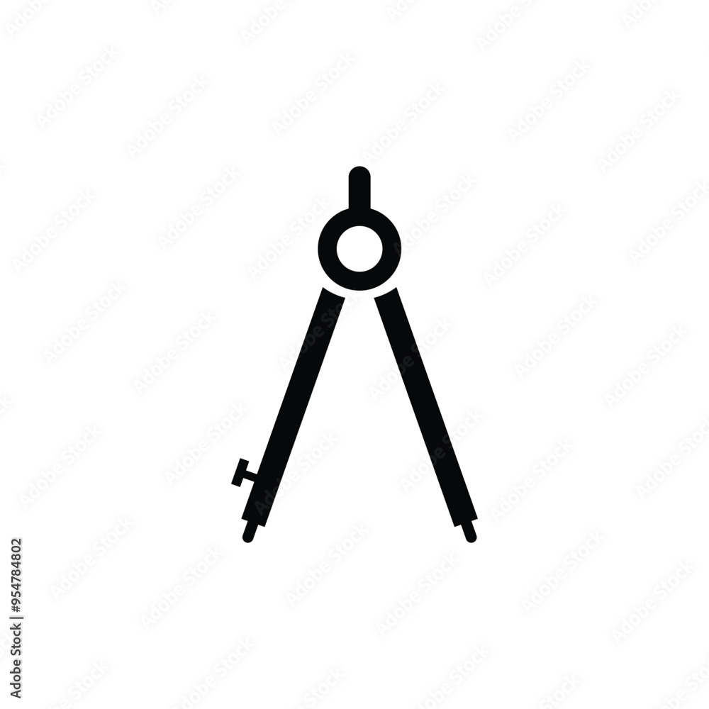 Drawing compass black and white flat vector icon design. Drawing compass symbol and glyph design Drawing compass black and white flat vector icon design. Drawing compass symbol and glyph design