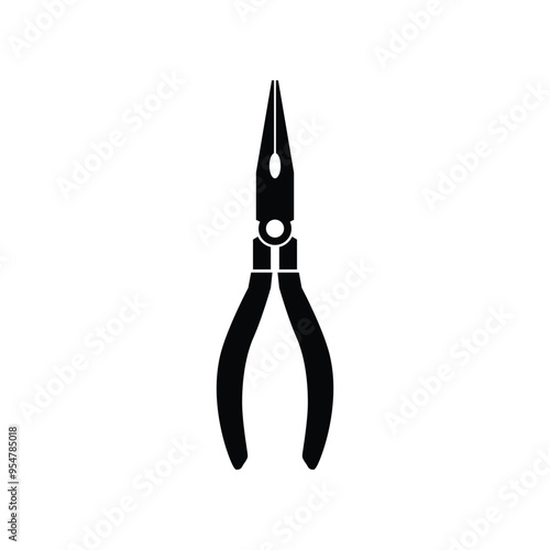 Long nose plier black and white flat vector icon design