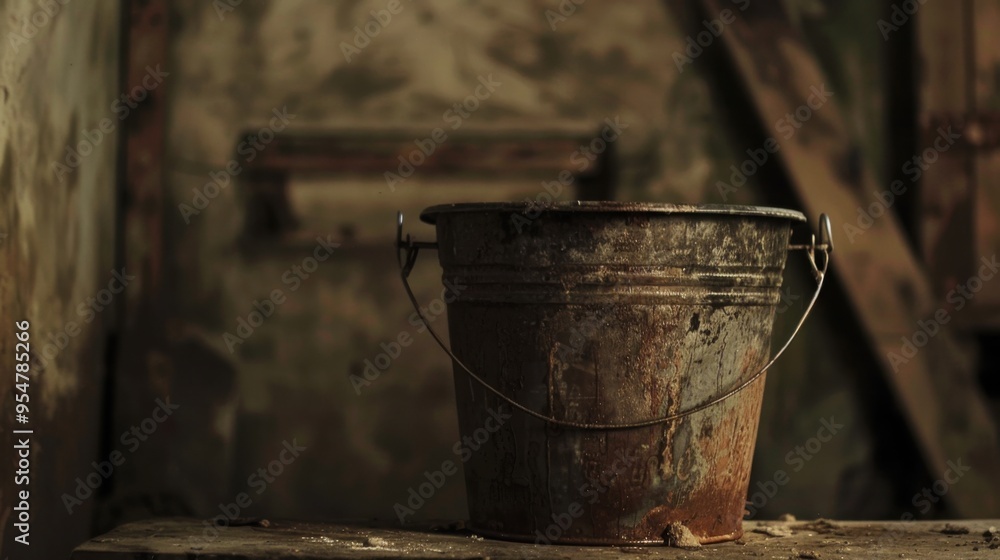 old bucket on the wall old bucket on the wall