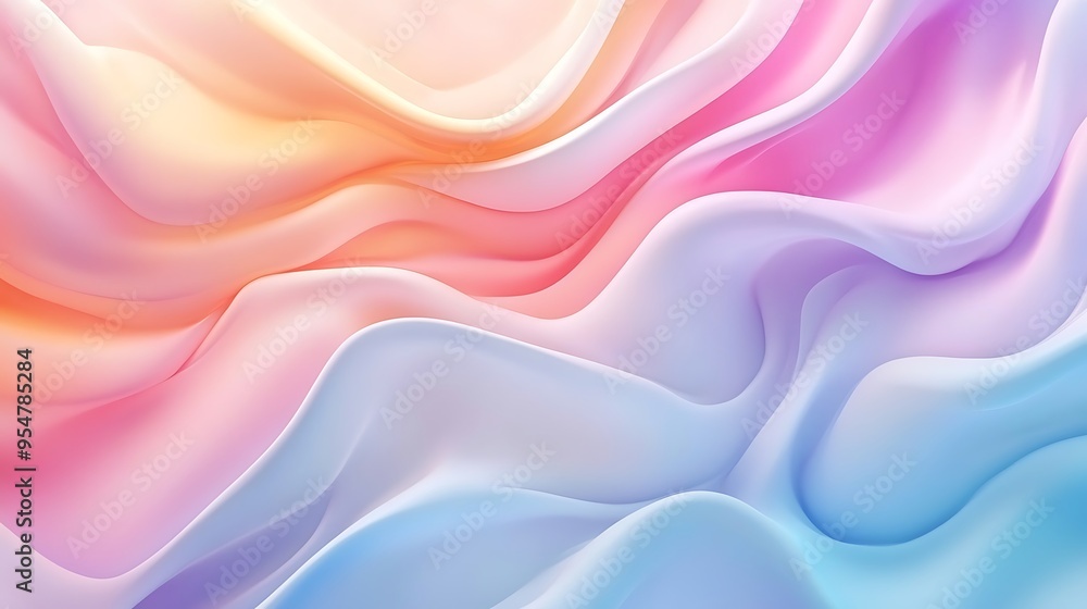 Obraz premium Serene Pastel Waves - Abstract Gradient Background with Soft Flow