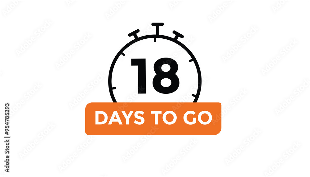 18 days to go Countdown number banner templates. time icon. Vector Illustration
18 days to go Countdown number banner templates. time icon. Vector Illustration
