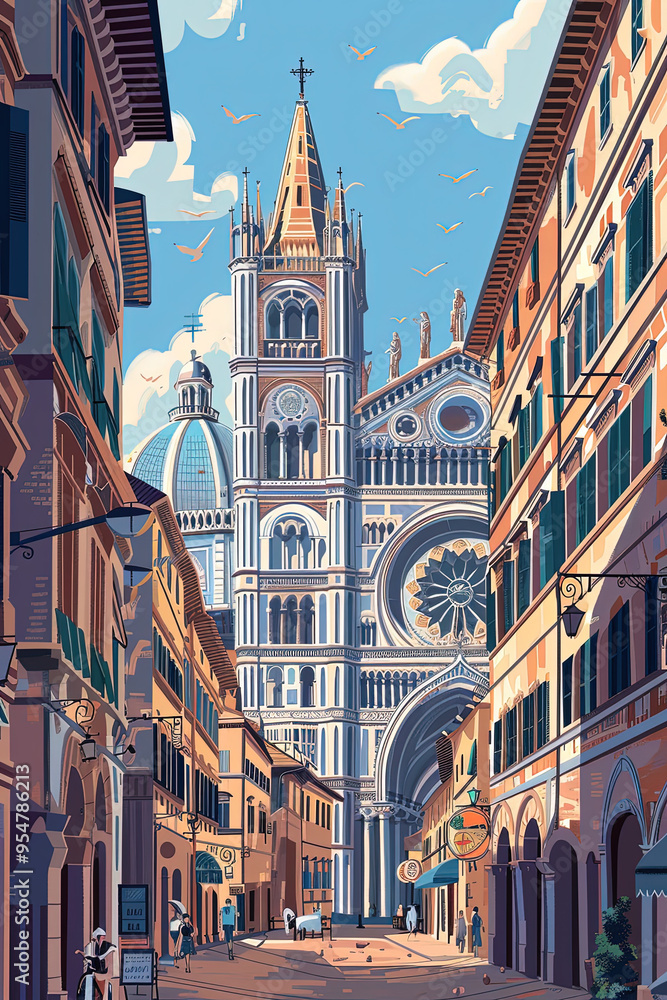 Obraz premium Stunning Siena Cathedral: A Geometric Perspective