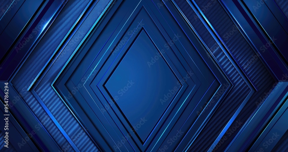 Obraz premium A modern geometric design featuring layered blue diamonds, creating a sleek and dynamic visual effect.