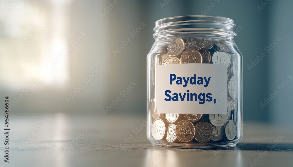 Pay day visual, coin jar labeled Pay day visual, coin jar labeled