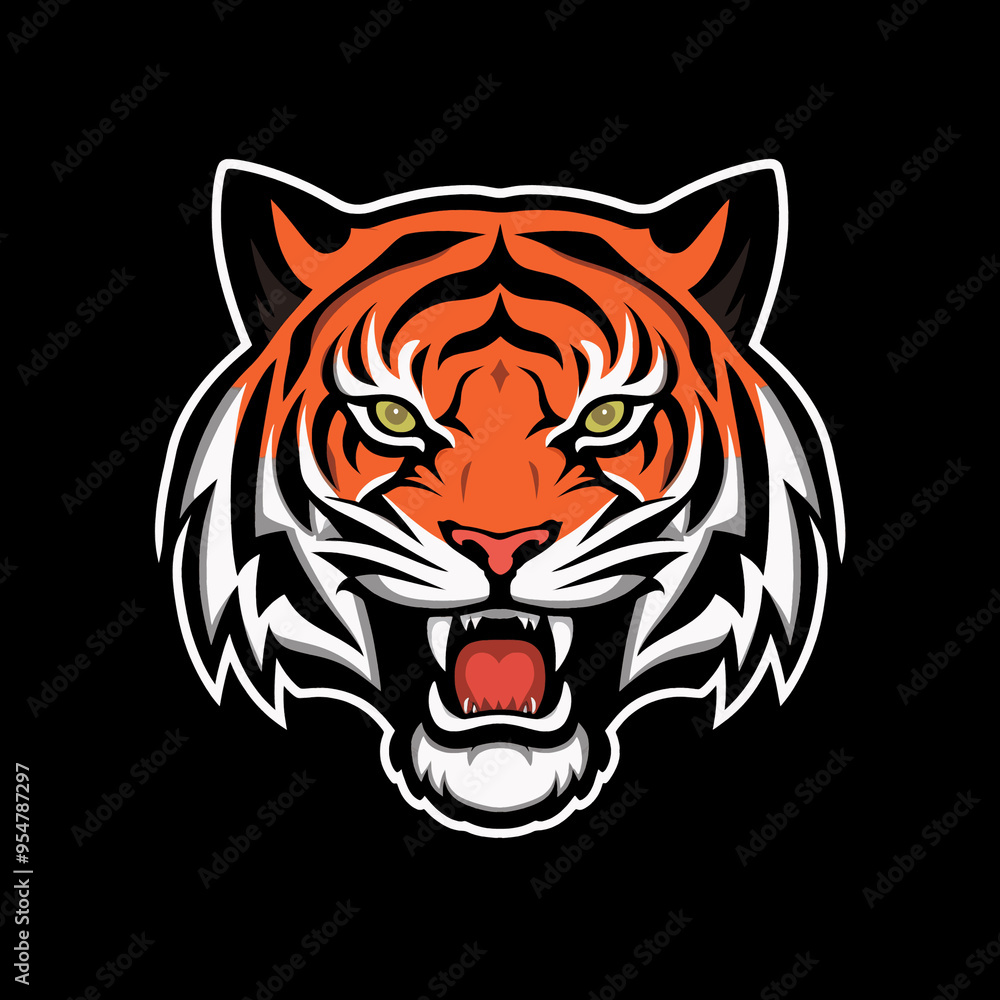 Fototapeta premium tiger logo illustration design on black background