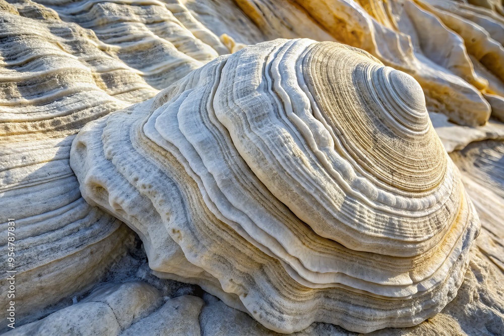 Photo image of a white shell-like rock formation with intricate patterns and textures, weathered to reveal a gradual gradation of white hues. Photo image of a white shell-like rock formation with intricate patterns and textures, weathered to reveal a gradual gradation of white hues.