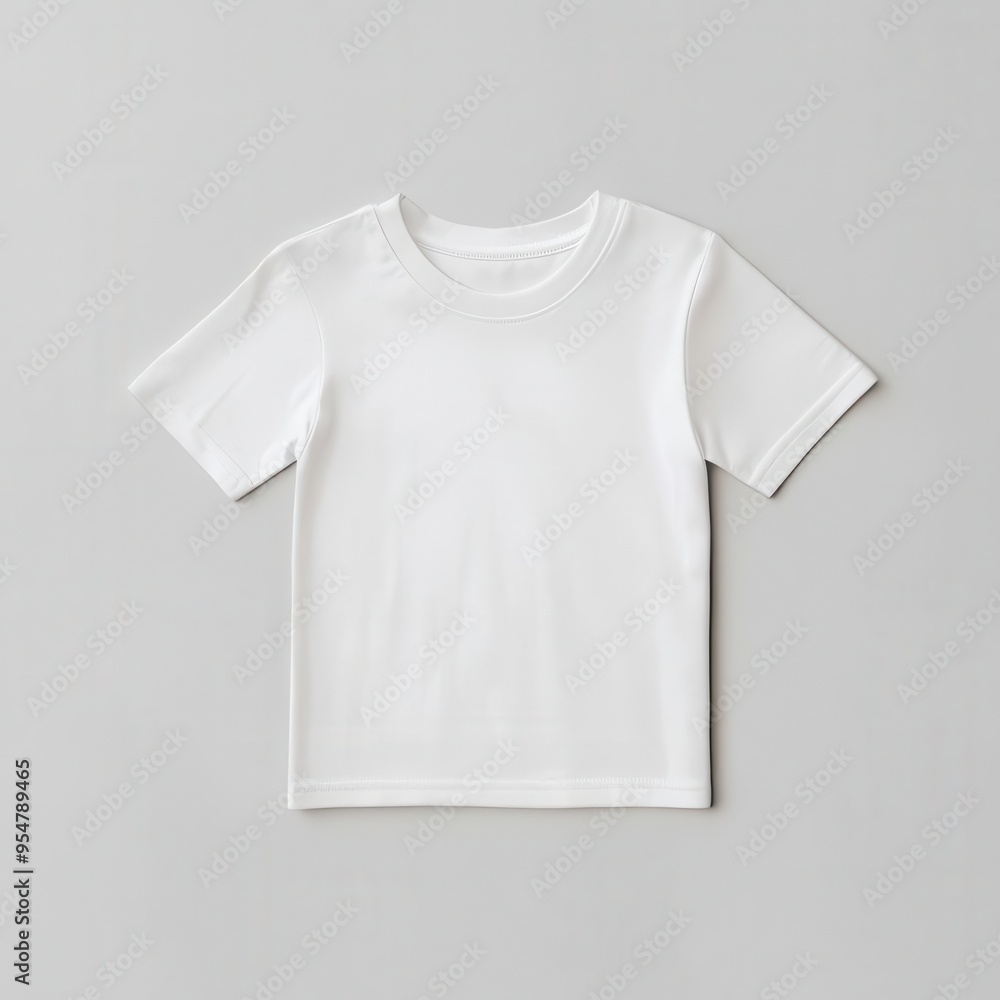 White kids' T-shirt on a light gray background with minimal props, Kids T-Shirt Mockup, Simple and elegant presentation White kids' T-shirt on a light gray background with minimal props, Kids T-Shirt Mockup, Simple and elegant presentation
