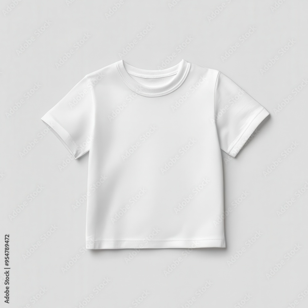 White kids' T-shirt on a light gray background with minimal props, Kids T-Shirt Mockup, Simple and elegant presentation White kids' T-shirt on a light gray background with minimal props, Kids T-Shirt Mockup, Simple and elegant presentation