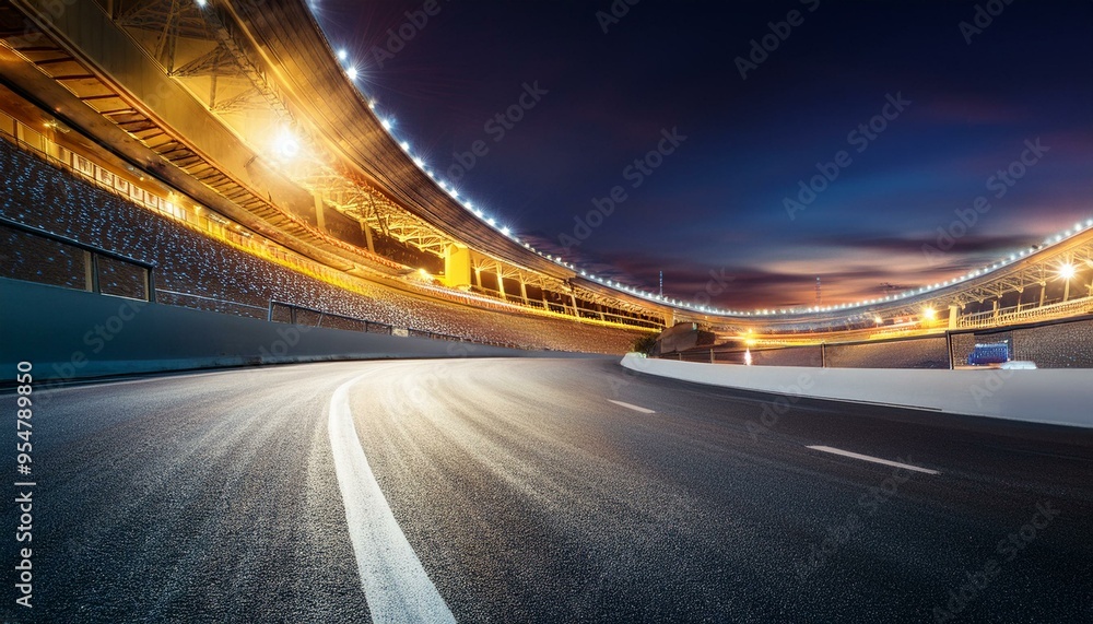 Race track corner in motion, dynamic drive, high speed view Race track corner in motion, dynamic drive, high speed view
