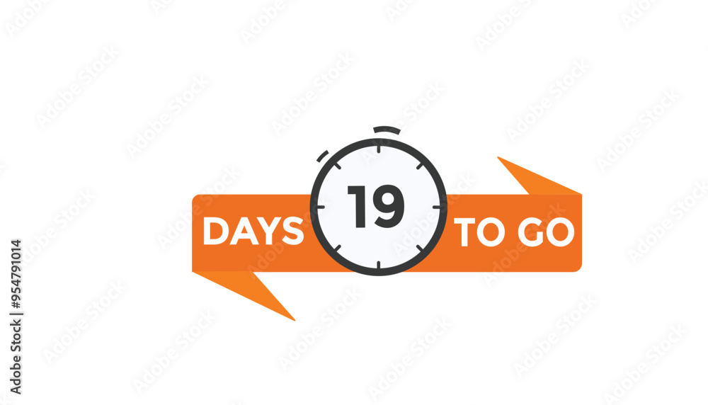 19 days to go Countdown number banner templates. time icon. Vector Illustration
19 days to go Countdown number banner templates. time icon. Vector Illustration