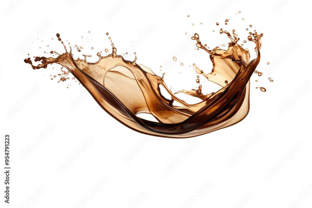 Fototapeta premium Splashes of coffee liquid splash in large waves, perfect for food or drink advertising, graphic design projects, and social media content