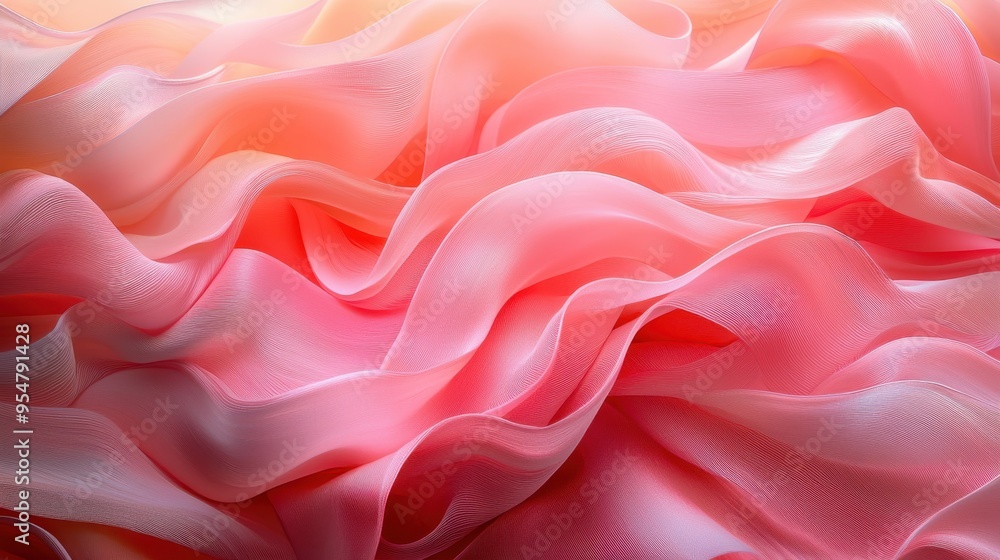 Obraz premium Serene Pastel Pink Ribbons Flowing Background