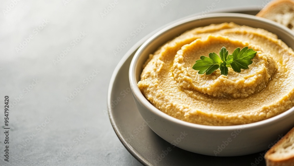 The bread is generously spread with smooth liver pate and fresh herbs, making it a great lunchtime snack. The bread is generously spread with smooth liver pate and fresh herbs, making it a great lunchtime snack.