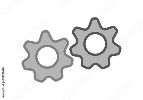 Dos ruedas dentadas grises de engranaje