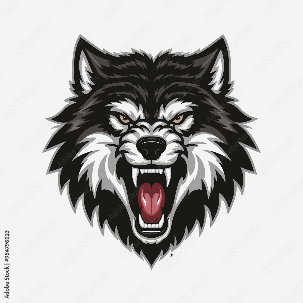 Fototapeta premium wolf roar design illustration logo on silver background