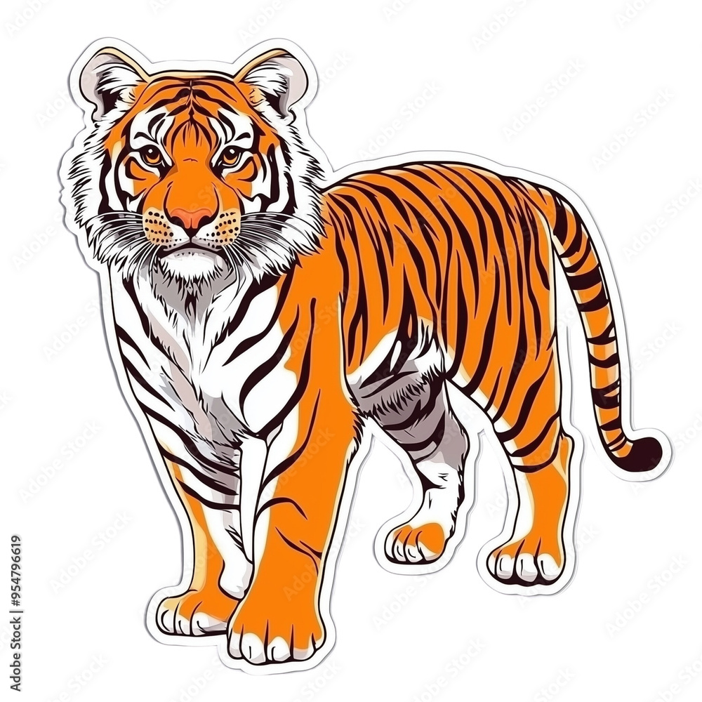 Obraz premium tiger cartoon Watercolor style sticker