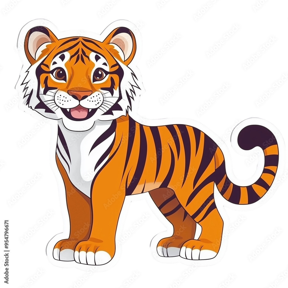 tiger cartoon Watercolor style sticker tiger cartoon Watercolor style sticker