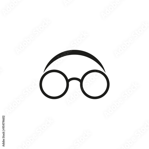 Logo of a head with glasses. A man with round glasses.