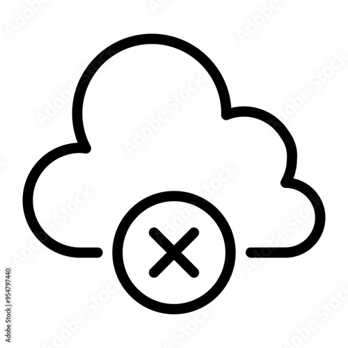 Cloud error icon in thin line style vector illustration graphic design