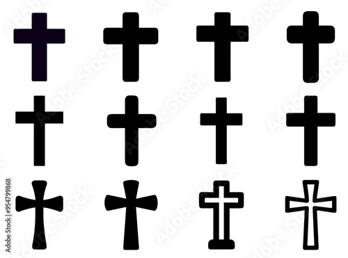 vector set of icons depicting Christian crosses